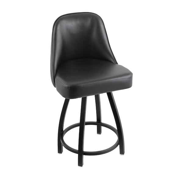 Grizzly 25" Swivel Counter Stool, Black Wrinkle, Black Vinyl Seat